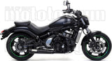 Complete Non-Catalytic Exhaust System With Sound Certification Rebel Black Aluminium Carbon - Arrow Special Parts Compatible With Kawasaki Vulcan 650 S (2014-2016)