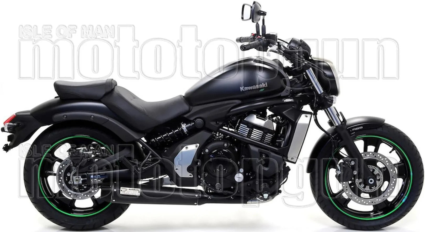Complete Non-Catalytic Exhaust System With Sound Certification Rebel Black Aluminium Carbon - Arrow Special Parts Compatible With Kawasaki Vulcan 650 S (2017-2020)