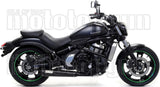 Complete Catalytic Exhaust System With Sound Certification Rebel Black Aluminium Carbon - Arrow Special Parts Compatible With Kawasaki Vulcan 650 S Cafe (2017-2020)