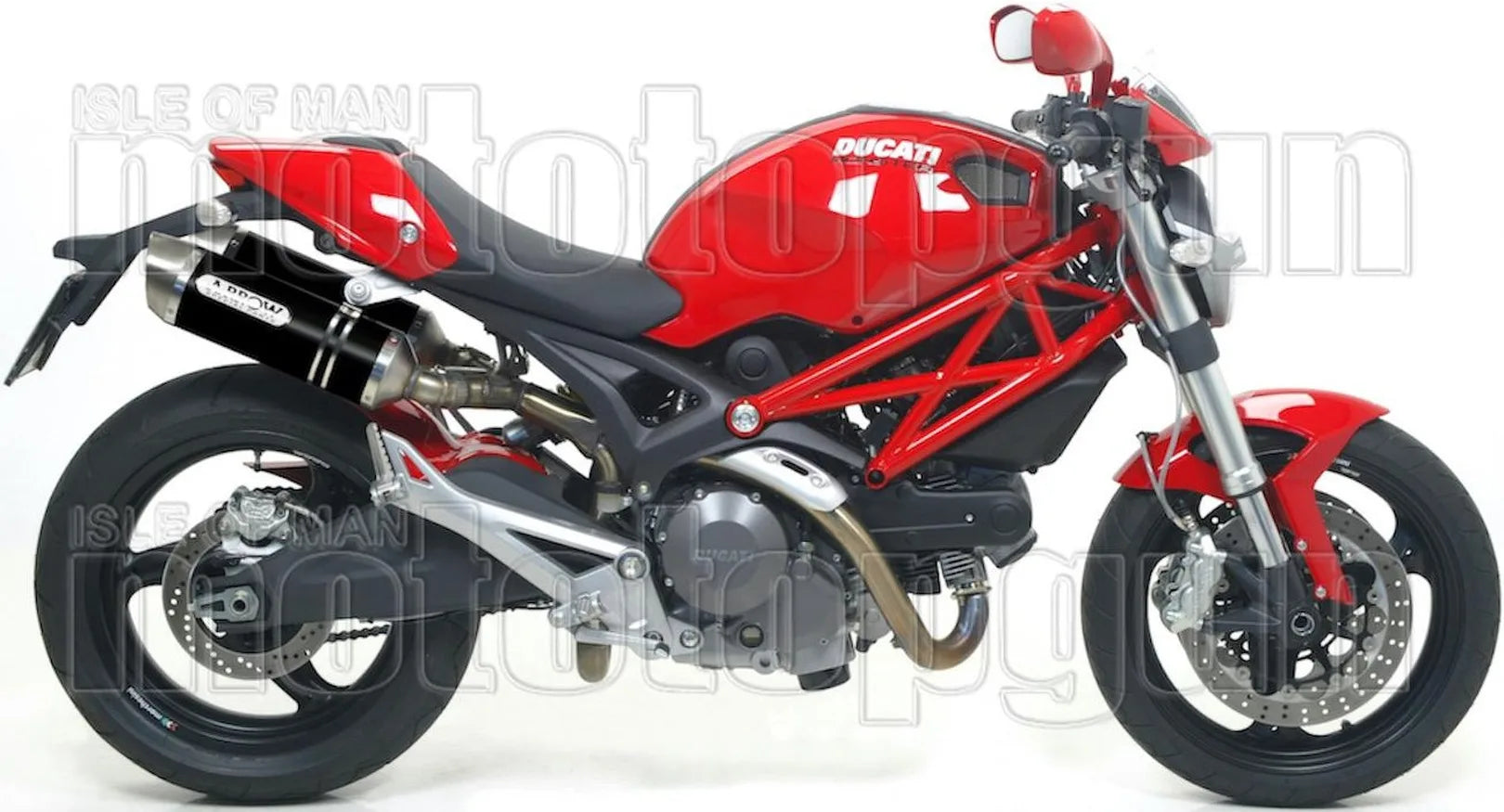 Dual Exhaust System With Sound Certification Thunder Black Aluminium Stainless Steel - Arrow Special Parts Compatible With Ducati Monster 696 (2008-2014)