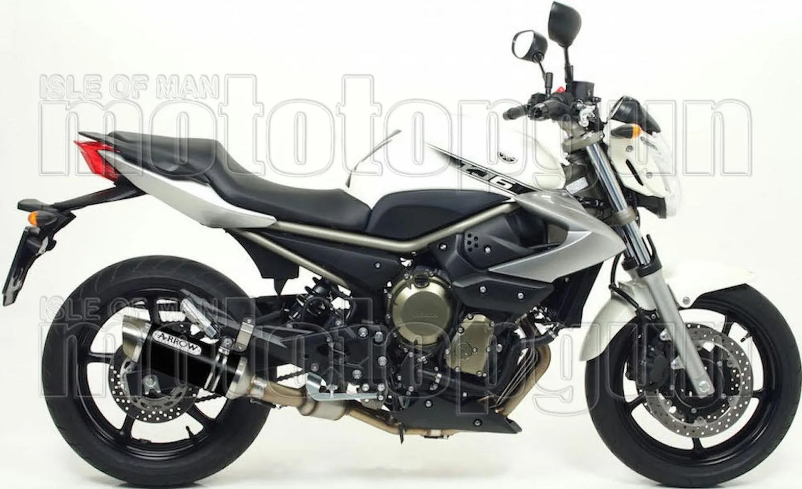Complete Catalytic Exhaust System With Sound Certification Thunder Black Aluminium Stainless Steel - Arrow Special Parts Compatible With Yamaha Xj6 Diversion (2009-2015)