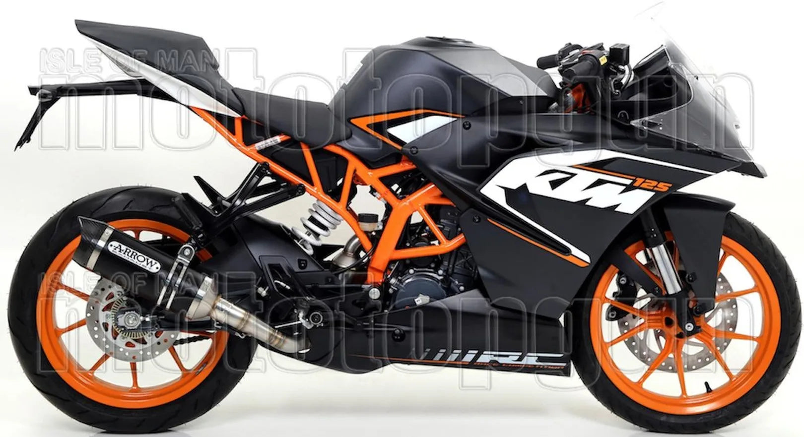 Non-Catalytic Exhaust Tip With Sound Certification Thunder Black Aluminium Carbon - Arrow Special Parts Compatible With Ktm Rc 125 (2015-2016)