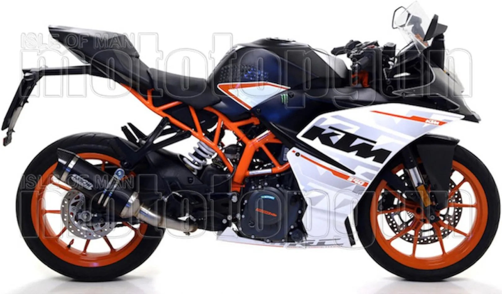 Non-Catalytic Exhaust Tip With Sound Certification Thunder Black Aluminium Carbon - Arrow Special Parts Compatible With Ktm Rc 390 (2017-2020)