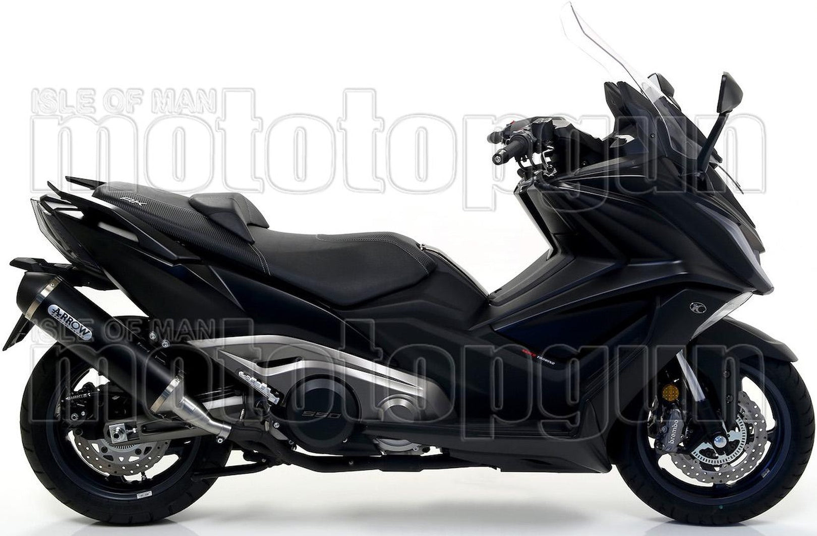 Complete Catalytic Exhaust System With Sound Certification Urban Black Aluminium Stainless Steel Black - Arrow Special Parts Compatible With Kymco Ak 550 (2017-2020)