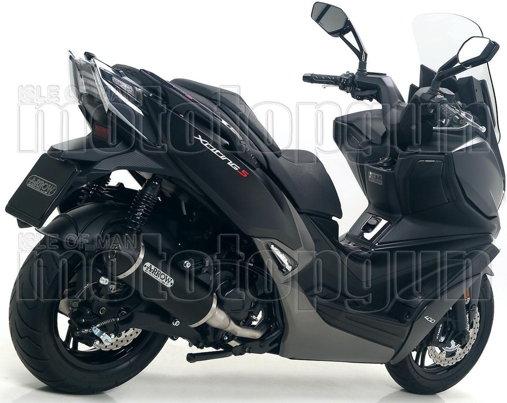 Complete Catalytic Exhaust System With Sound Certification Urban Black Aluminium Stainless Steel Black - Arrow Special Parts Compatible With Kymco Xciting 400 I S (2019-2020)