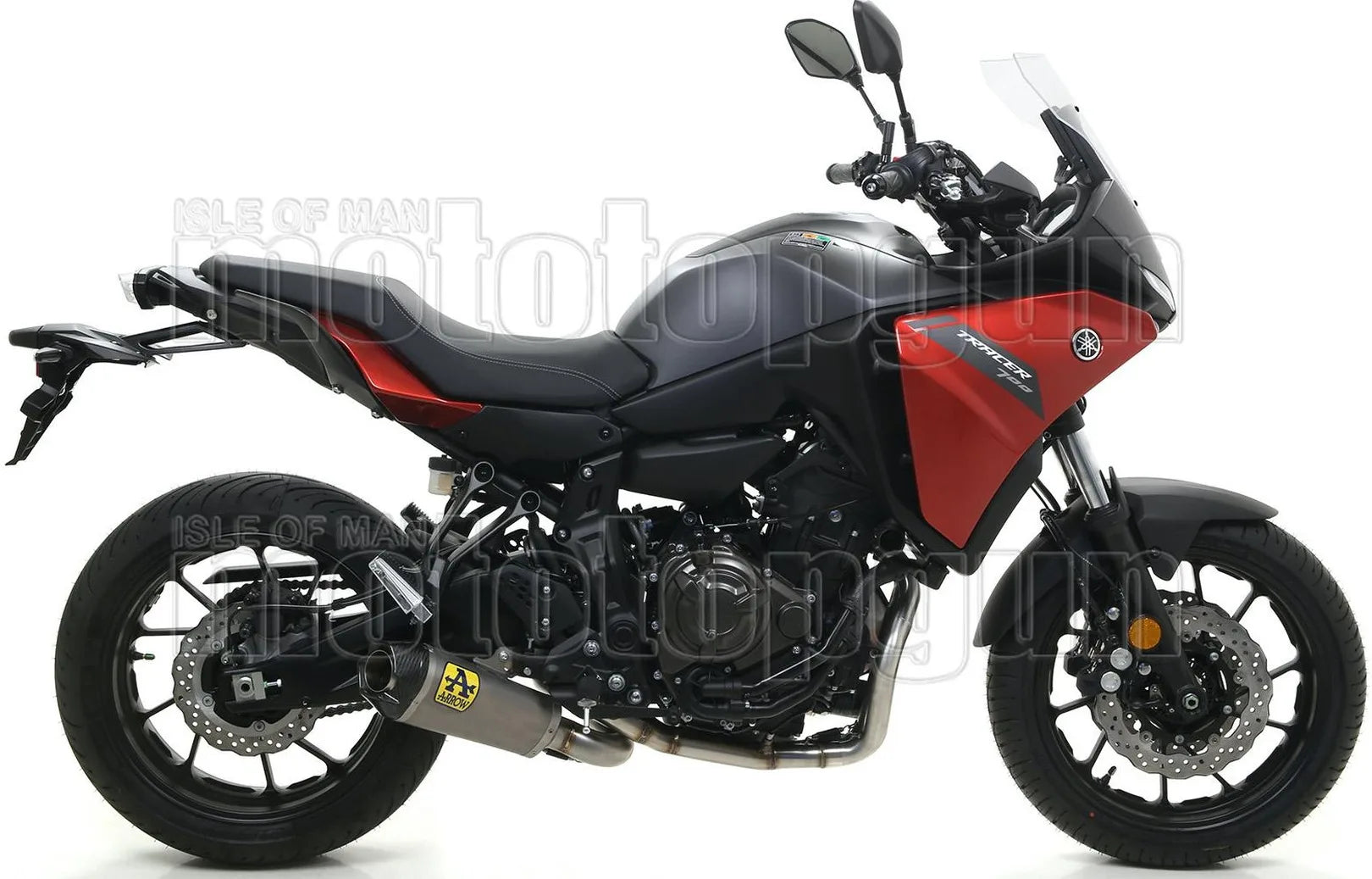 Complete Non-Catalytic Exhaust System With Sound Certification Works Titanium Carbon - Arrow Special Parts Compatible With Yamaha Tracer 700 (2020)