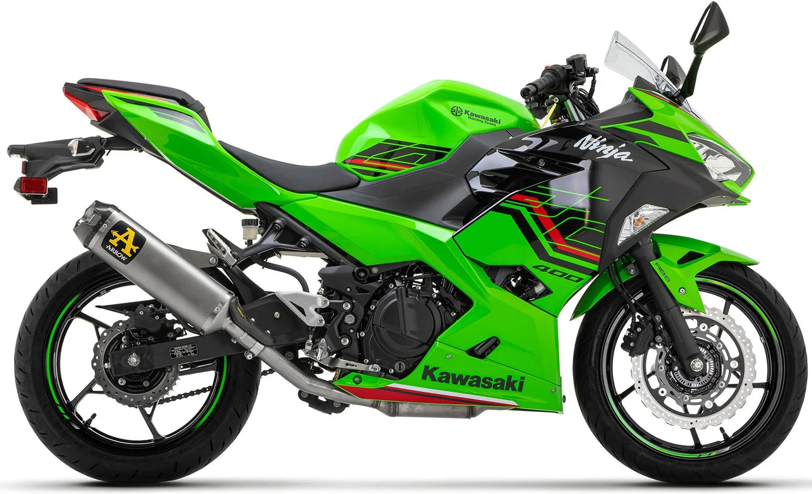 Complete Non-Catalytic Exhaust System With Sound Certification Indy-Race Black Aluminium Carbon - Arrow Special Parts Compatible With Kawasaki Ninja 400 (2023)
