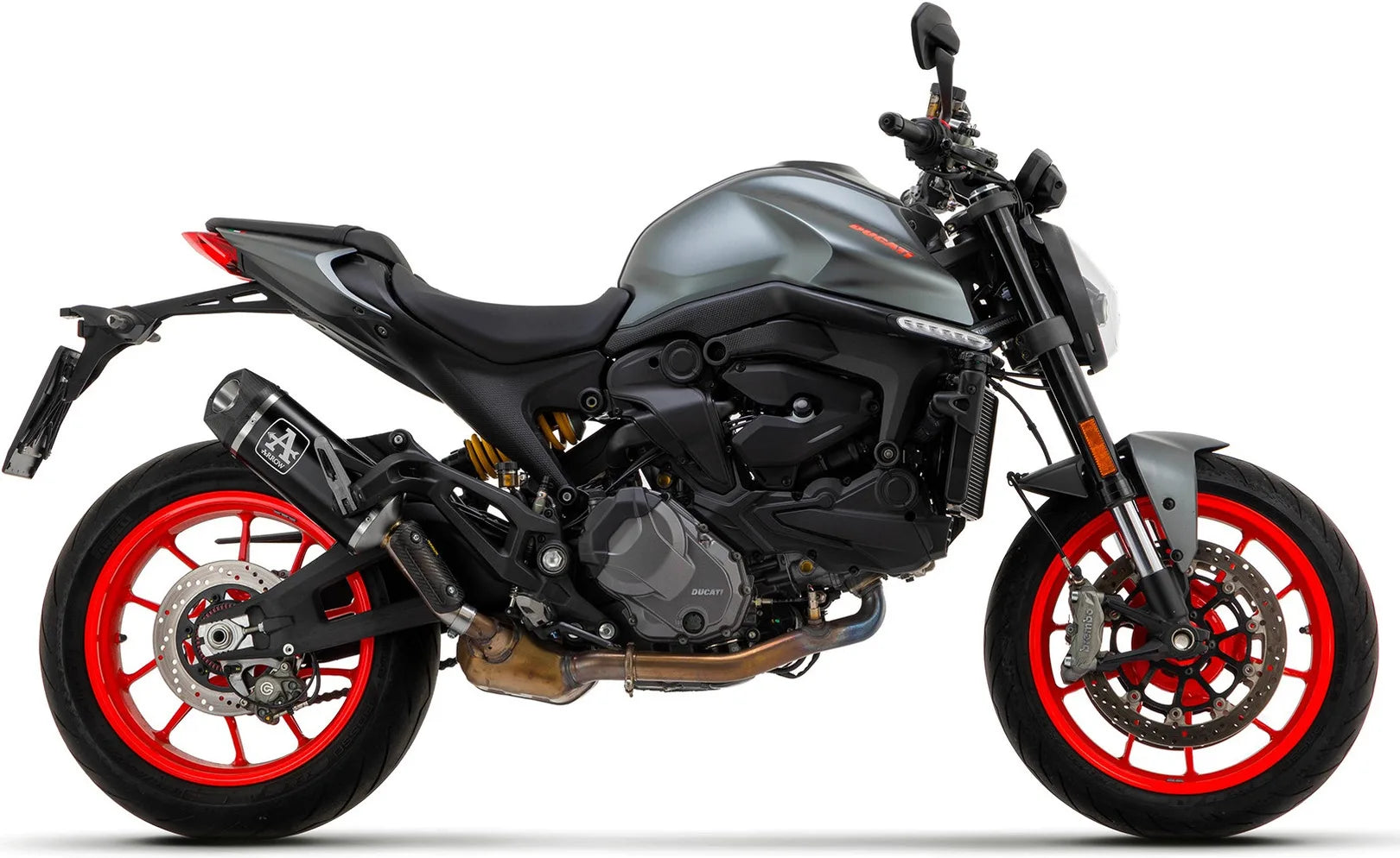 Exhaust Tip With Noise Certification Indy-Race Black Aluminium Titanium - Arrow Special Parts Compatible With Ducati Monster 937 + (2021-2024)