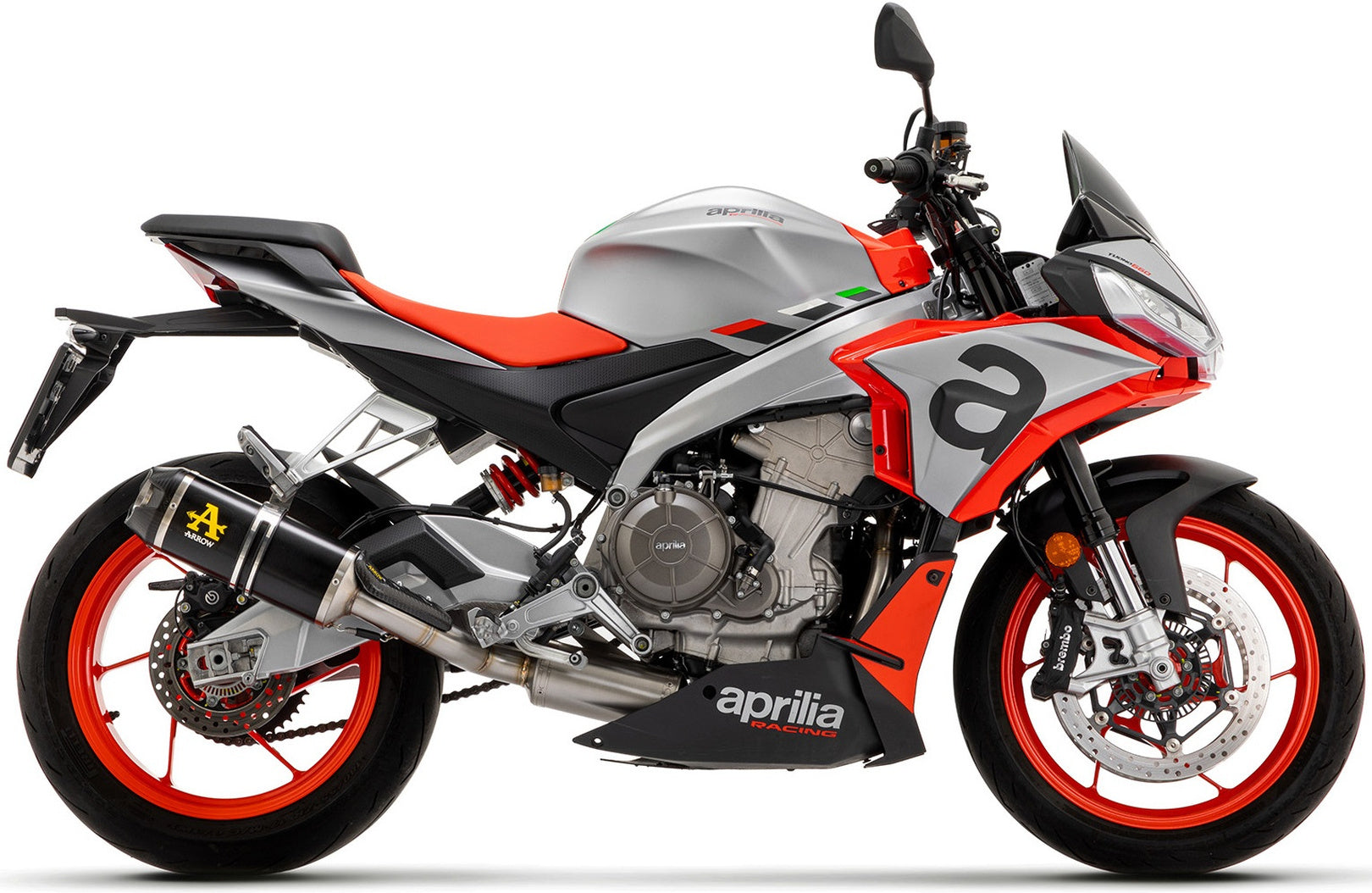 Complete Catalytic Exhaust System With Sound Certification Indy-Race Carbon Carbon - Arrow Special Parts Compatible With Aprilia Tuono 660 (2021-2024)