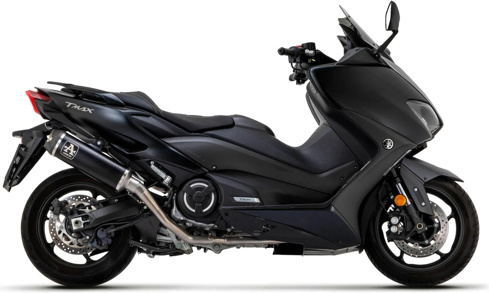 Complete Catalytic Exhaust System With Sound Certification Indy-Race Black Titanium Carbon - Arrow Special Parts Compatible With Yamaha Xp 530 T-Max (2017-2019)