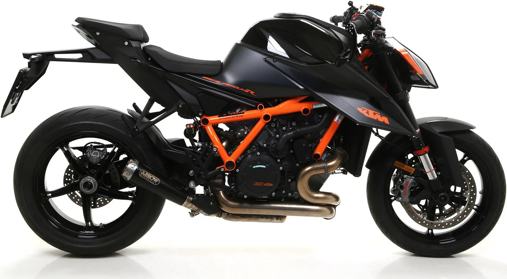 Exhaust Tip With Noise Certification Pro-Race Black Nichrom Stainless Steel - Arrow Special Parts Compatible With Ktm 1290 Superduke R (2020-2023)