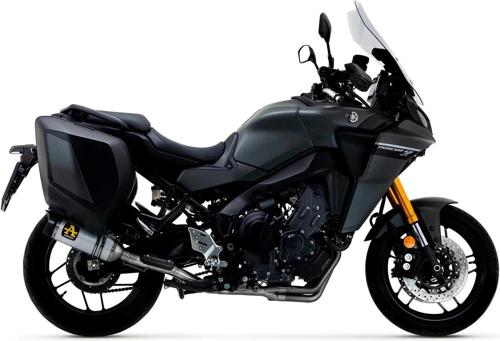 Complete Catalytic Exhaust System With Sound Certification Thunder Aluminium Carbon - Arrow Special Parts Compatible With Yamaha Tracer 9 Gt (2021-2024)