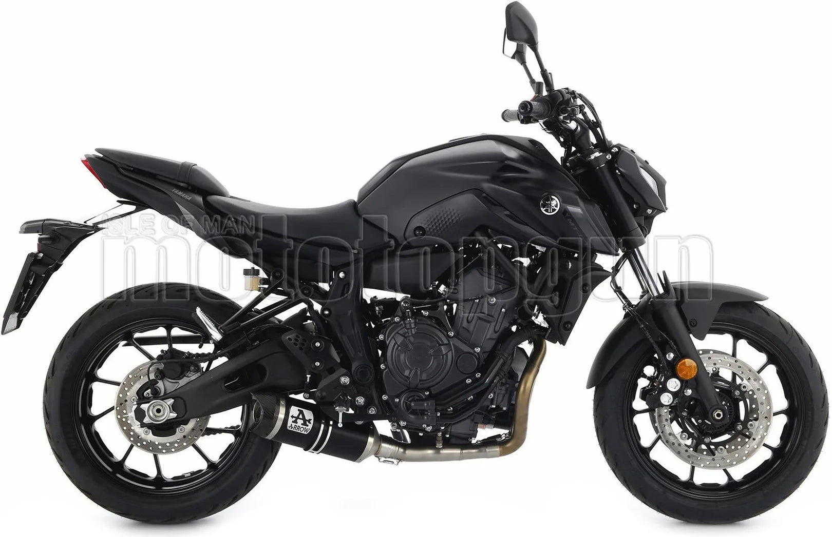 Complete Catalytic Exhaust System With Sound Certification Thunder Black Aluminium Carbon - Arrow Special Parts Compatible With Yamaha Mt-07 (2021-2024)