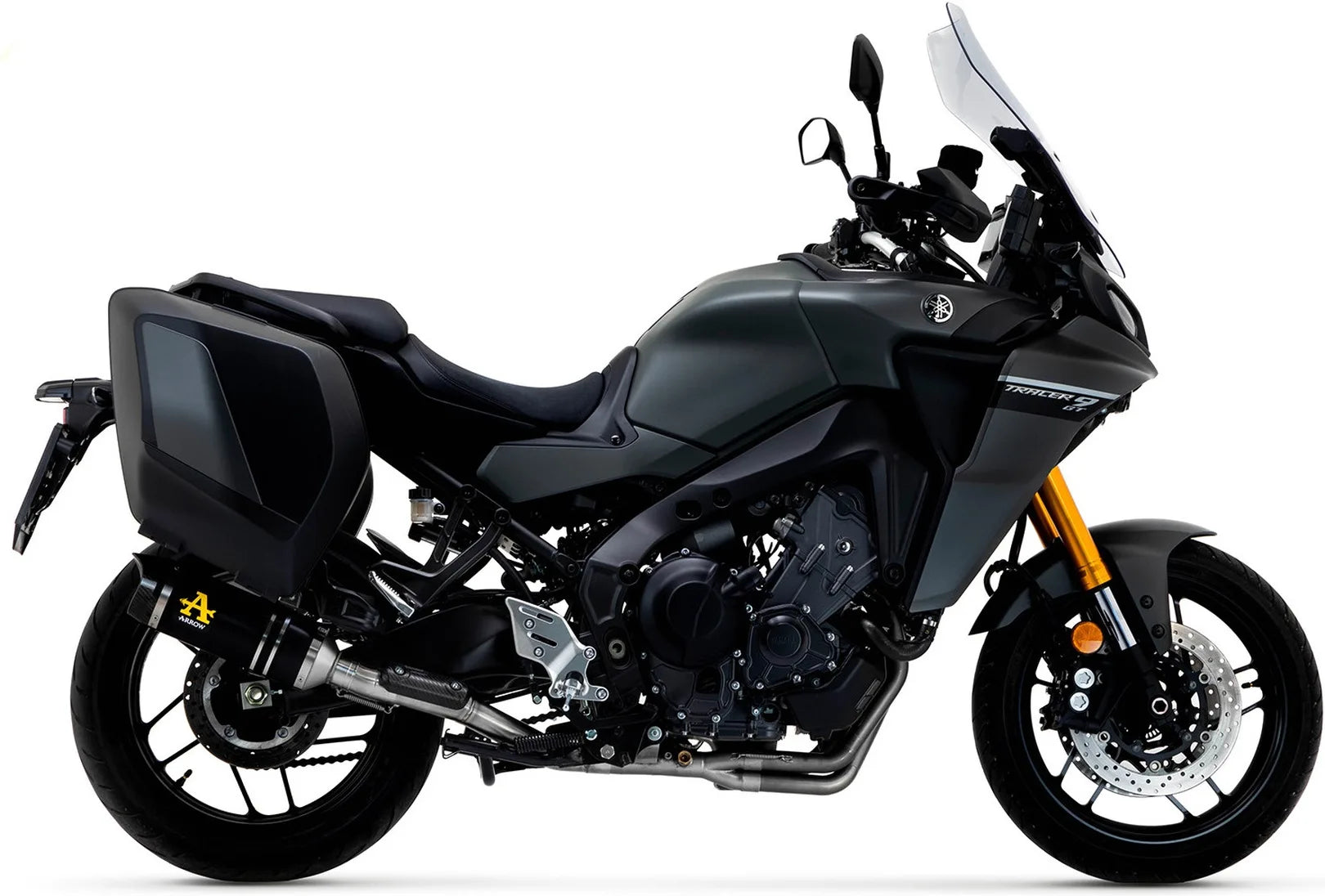 Complete Non-Catalytic Exhaust System With Sound Certification Thunder Black Aluminium Carbon - Arrow Special Parts Compatible With Yamaha Tracer 9 Gt (2021-2024)