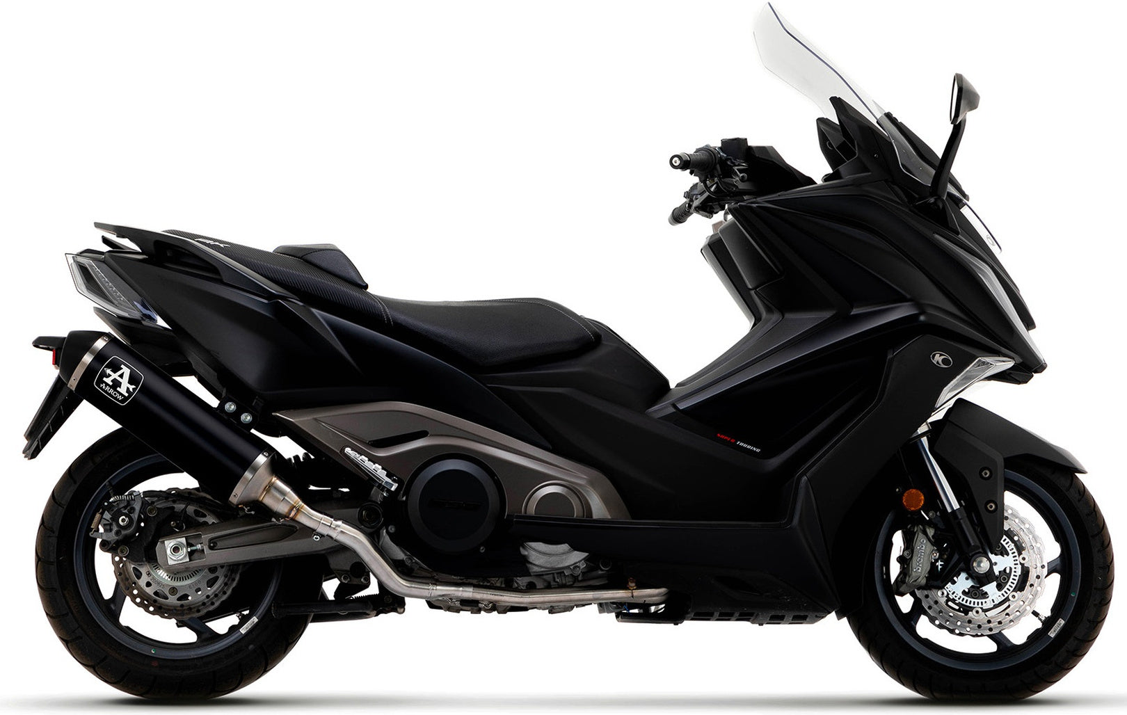 Complete Catalytic Exhaust System With Sound Certification Urban Black Aluminium Stainless Steel - Arrow Special Parts Compatible With Kymco Ak 550 (2021-2026)