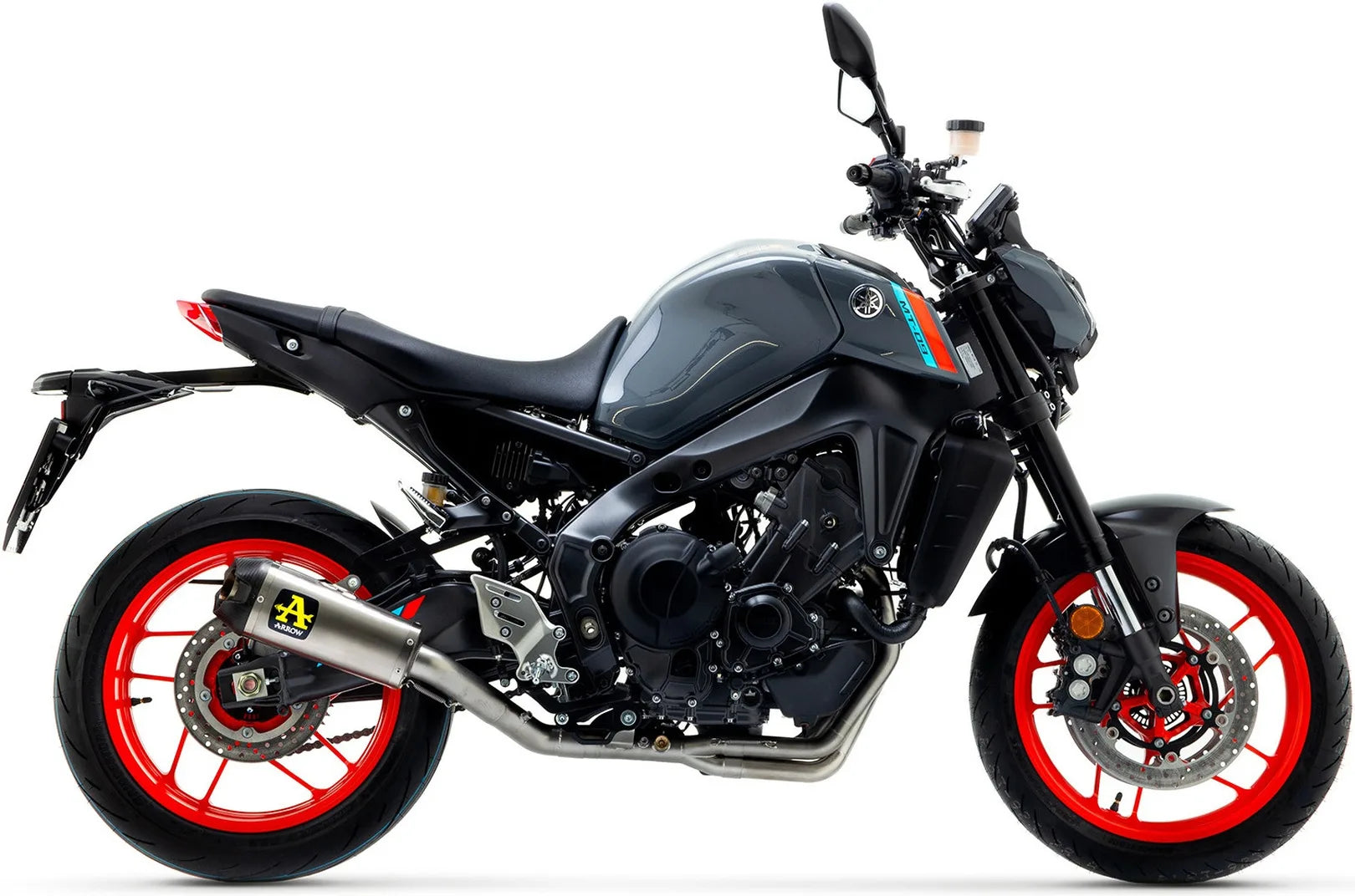 Complete Non-Catalytic Exhaust System With Sound Certification Works Titanium Carbon - Arrow Special Parts Compatible With Yamaha Mt-09 (2021-2023)