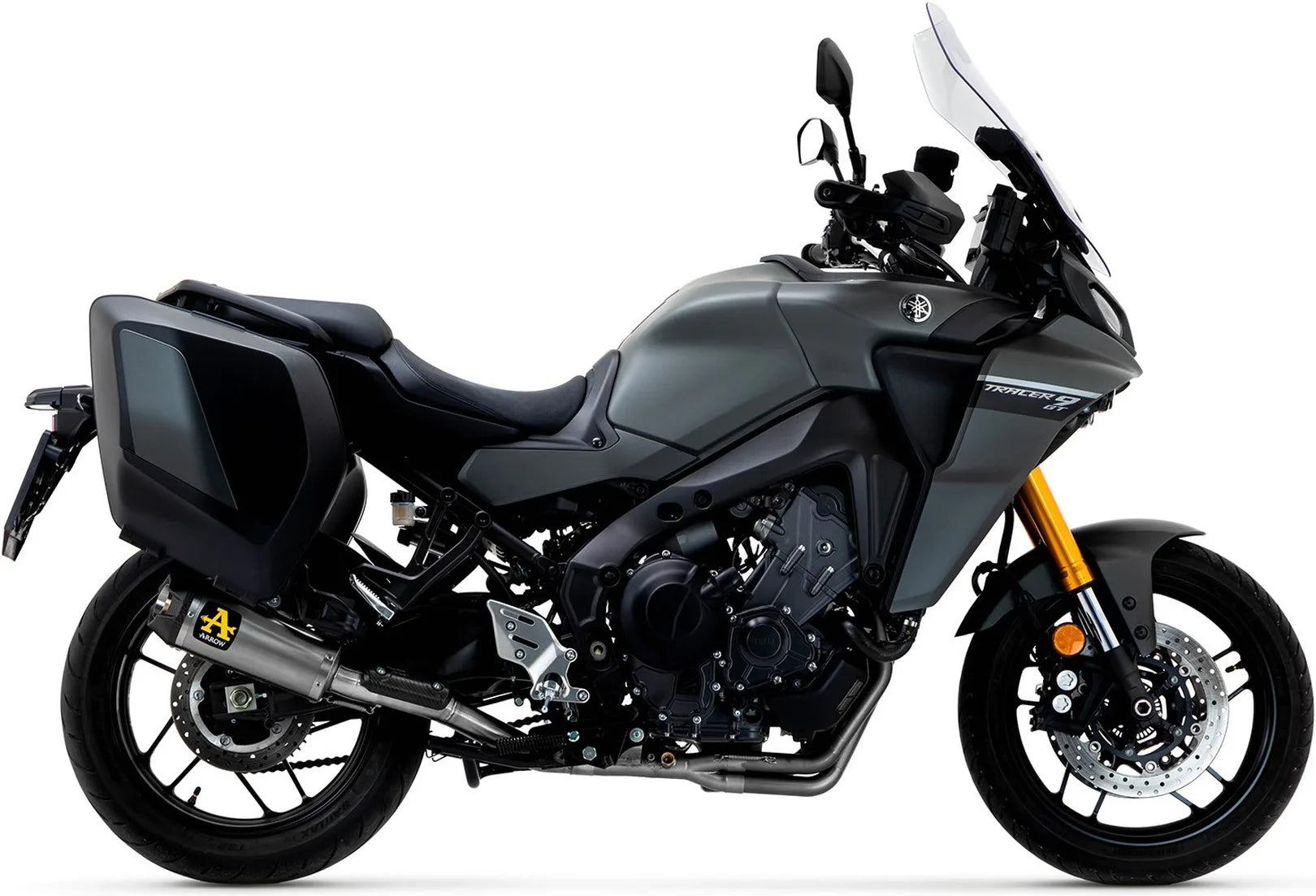 Complete Non-Catalytic Exhaust System With Sound Certification Works Titanium Carbon - Arrow Special Parts Compatible With Yamaha Tracer 9 Gt (2021-2024)