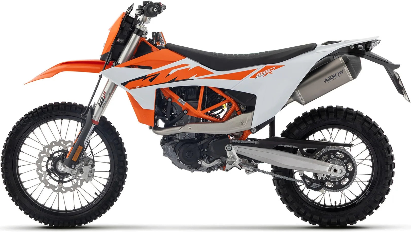 Complete Non-Catalytic Exhaust System With Sound Certification Explorer Titanium Carby End Cap - Arrow Special Parts Compatible With Ktm 690 Enduro R (2025-2026)