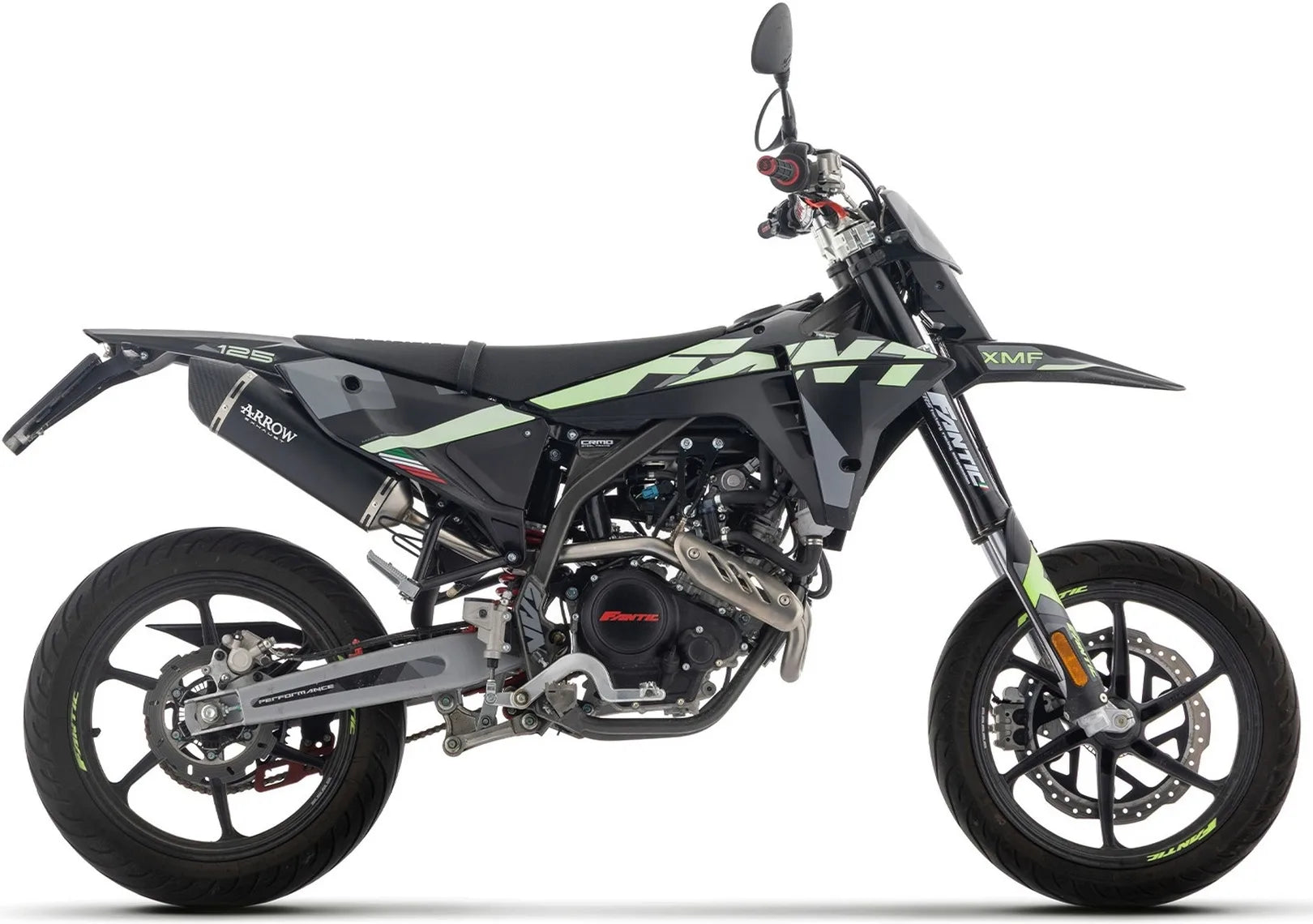 Complete Non-Catalytic Exhaust System With Sound Certification Icon Black Aluminium Carby End Cap - Arrow Special Parts Compatible With Fantic Motor Xef 125 (2025-2026)