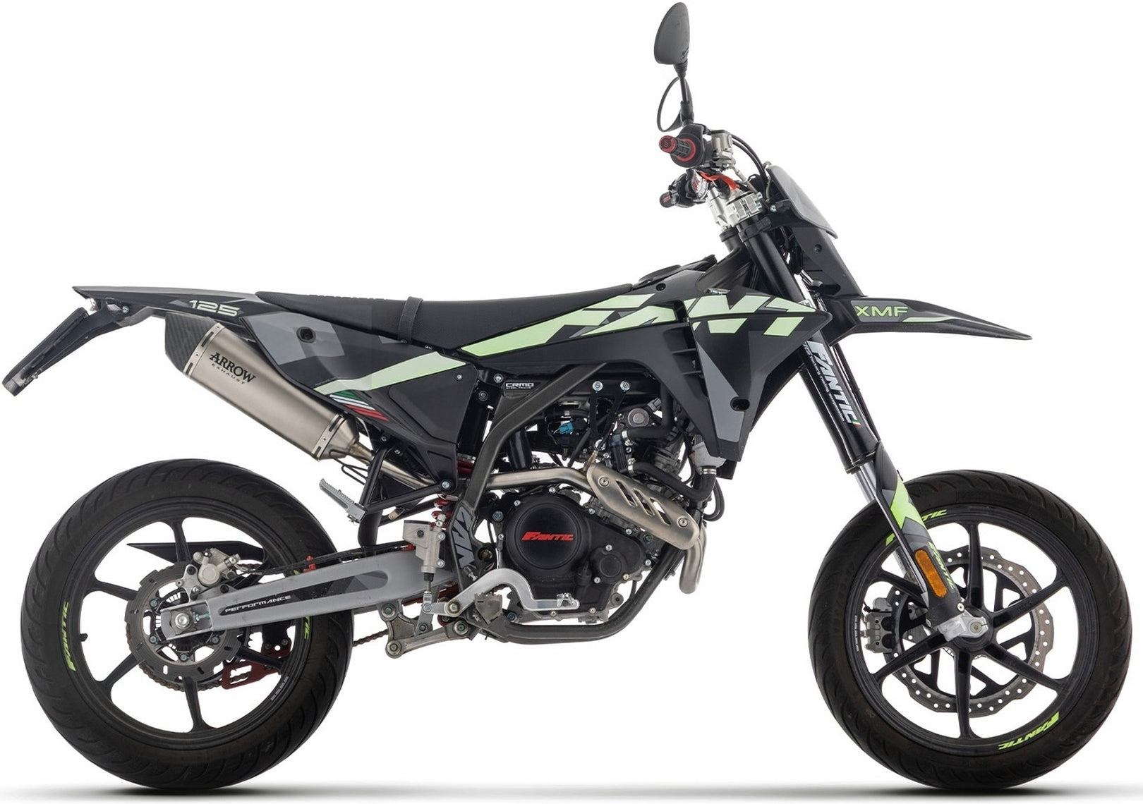 Complete Non-Catalytic Exhaust System With Sound Certification Icon Titanium Carby End Cap - Arrow Special Parts Compatible With Fantic Motor Xmf 125 (2025-2026)