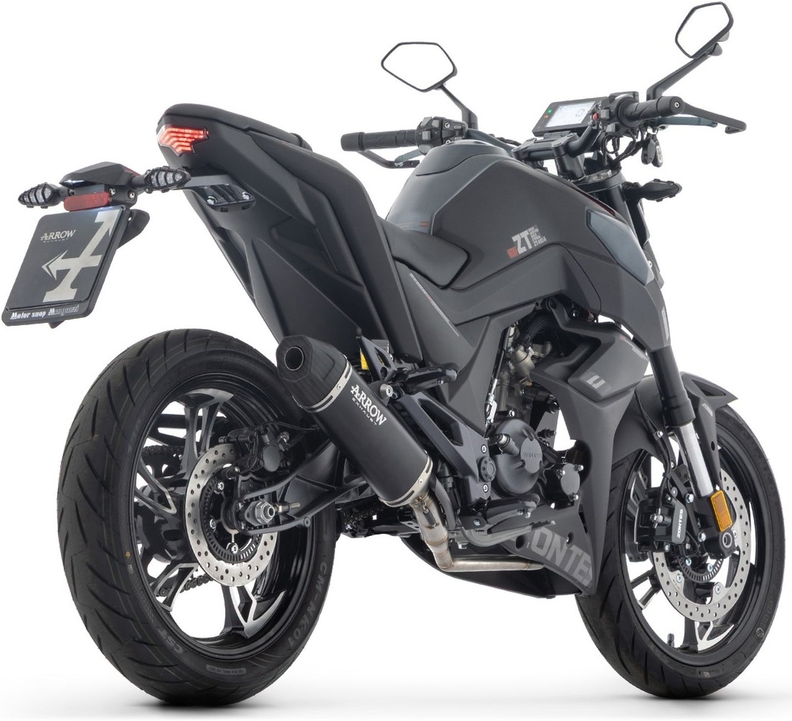 Complete Non-Catalytic Exhaust System With Sound Certification Icon Black Aluminium Carby End Cap - Arrow Special Parts Compatible With Zontes Zt 125 U (2025-2026)