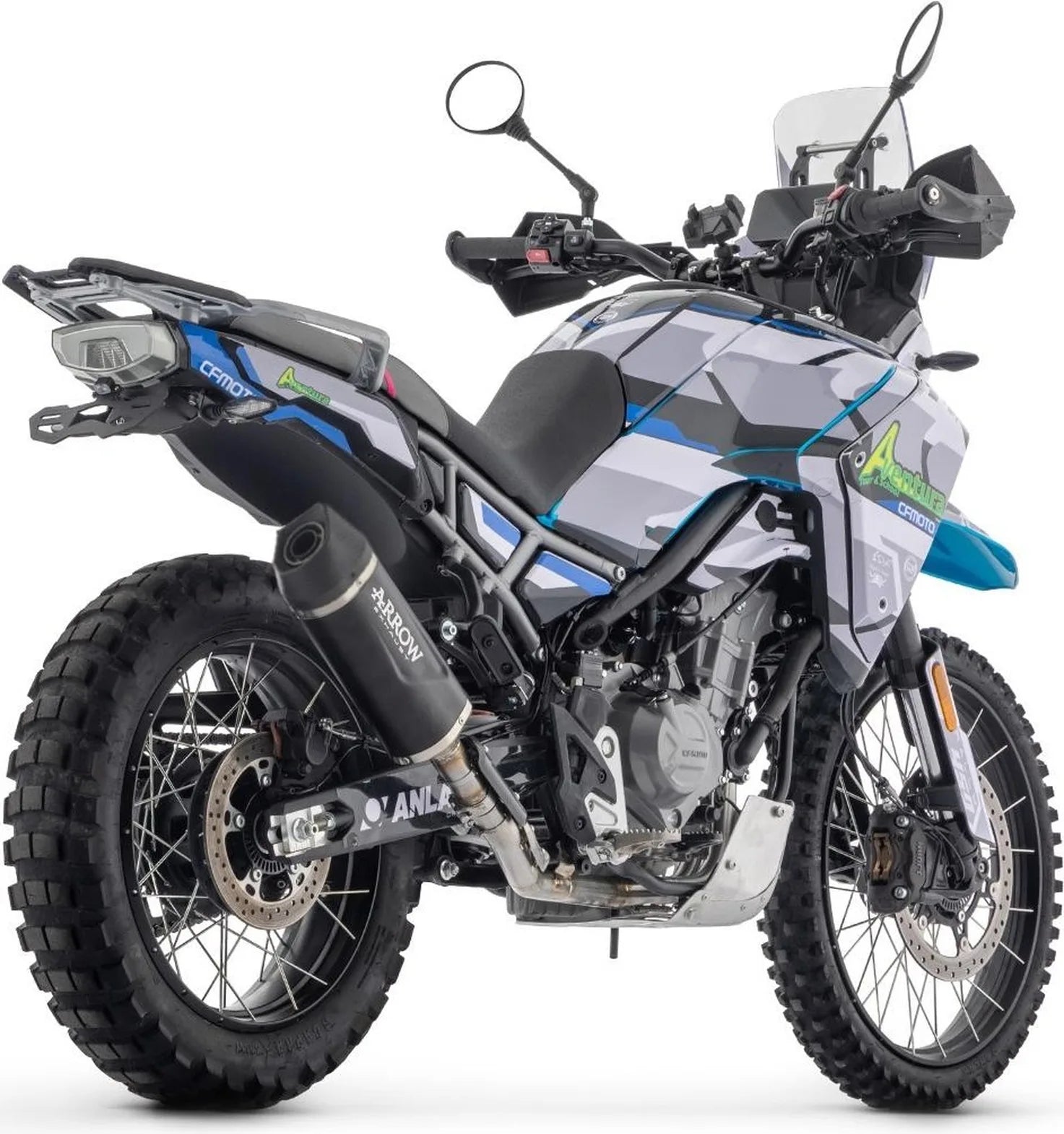 Complete Non-Catalytic Exhaust System With Sound Certification Indy-Race Evo Black Aluminium Carbon - Arrow Special Parts Compatible With Cfmoto 450 Mt (2024)