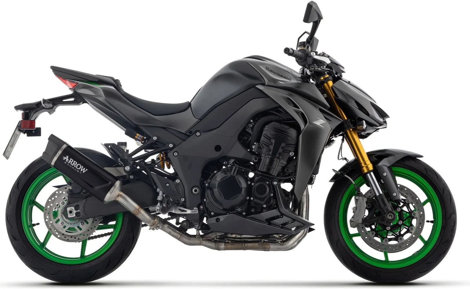 Complete Non-Catalytic Exhaust System With Sound Certification Indy-Race Evo Black Aluminium Carby End Cap - Arrow Special Parts Compatible With Kawasaki Z 1100 (2025-2026)