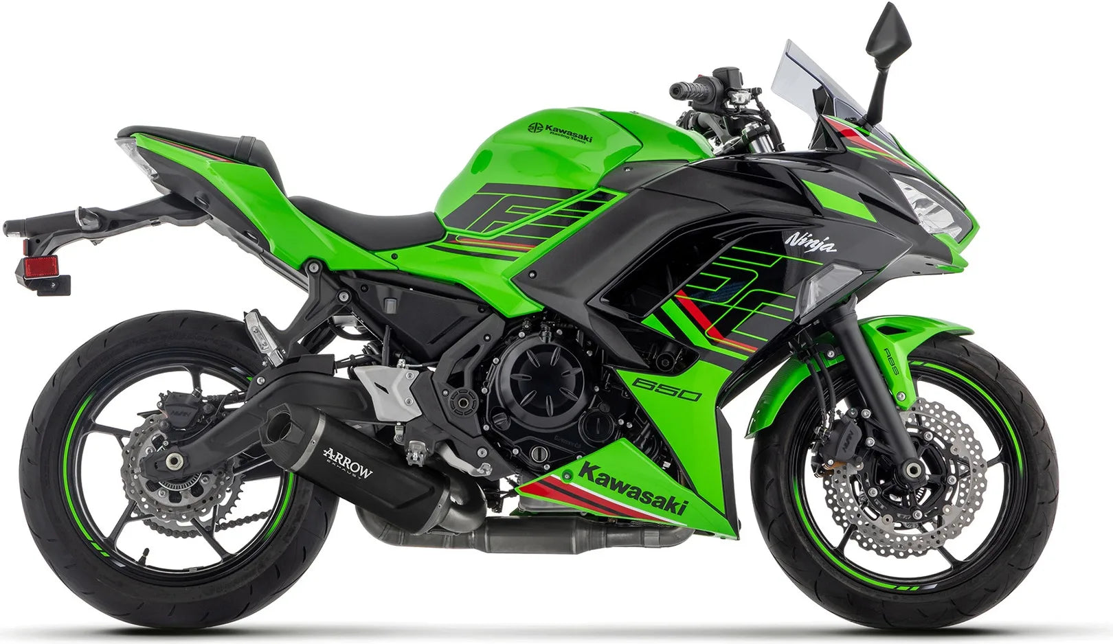 Complete Catalytic Exhaust System With Sound Certification Indy-Race Evo Black Aluminium Carby End Cap - Arrow Special Parts Compatible With Kawasaki Z 650 35Kw (2024-2026)