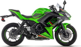 Complete Catalytic Exhaust System With Sound Certification Indy-Race Evo Black Aluminium Carby End Cap - Arrow Special Parts Compatible With Kawasaki Ninja 650 35Kw (2024-2026)
