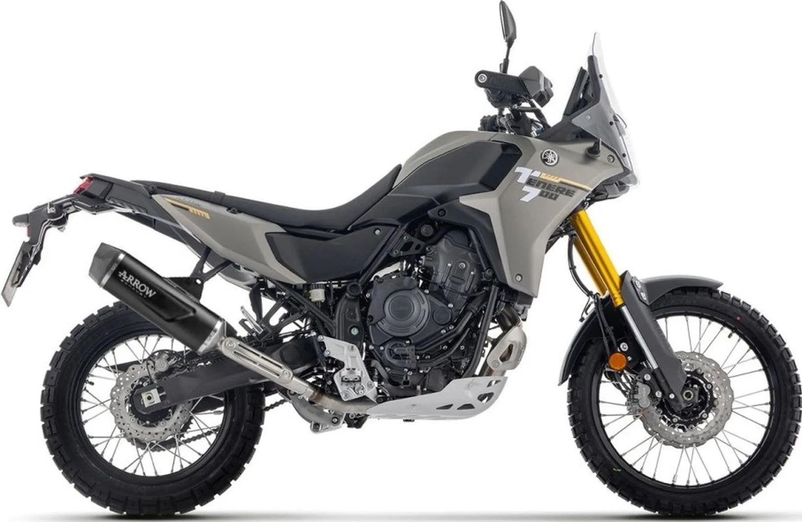 Complete Non-Catalytic Exhaust System With Sound Certification Indy-Race Evo Black Aluminium Carby End Cap - Arrow Special Parts Compatible With Yamaha Ténéré 700 (2025-2026)