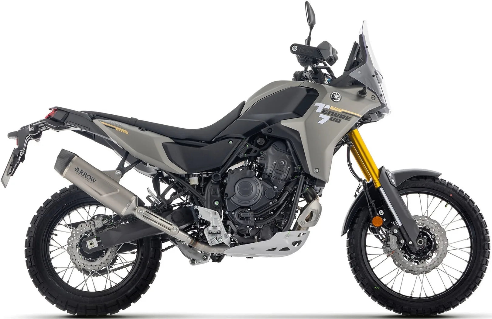 Complete Non-Catalytic Exhaust System With Sound Certification Indy-Race Evo Aluminium Carby End Cap - Arrow Special Parts Compatible With Yamaha Ténéré 700 (2025-2026)