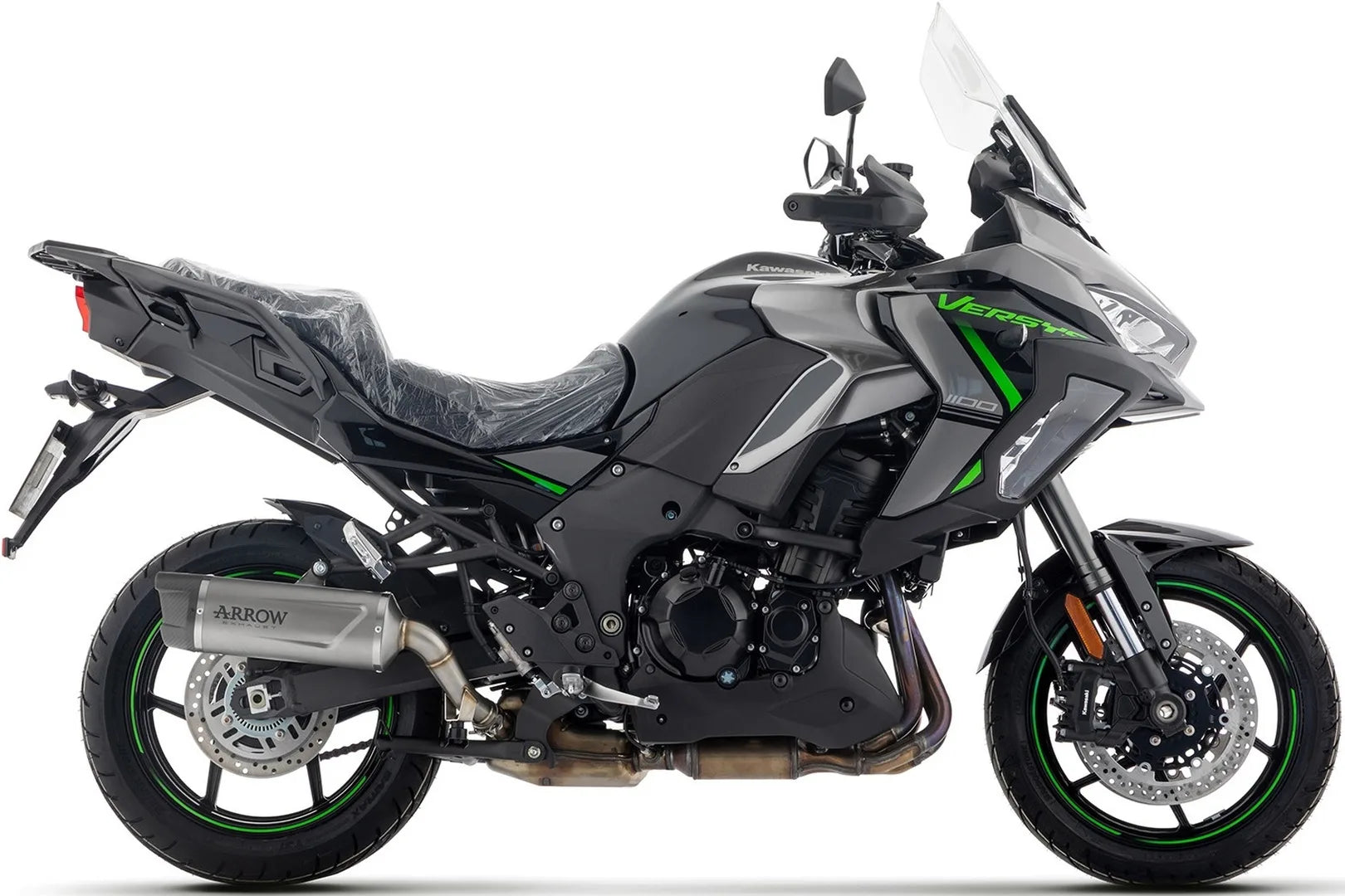 Complete Non-Catalytic Exhaust System With Sound Certification Indy-Race Evo Titanium Carby End Cap - Arrow Special Parts Compatible With Kawasaki Versys 1100 (2025-2026)
