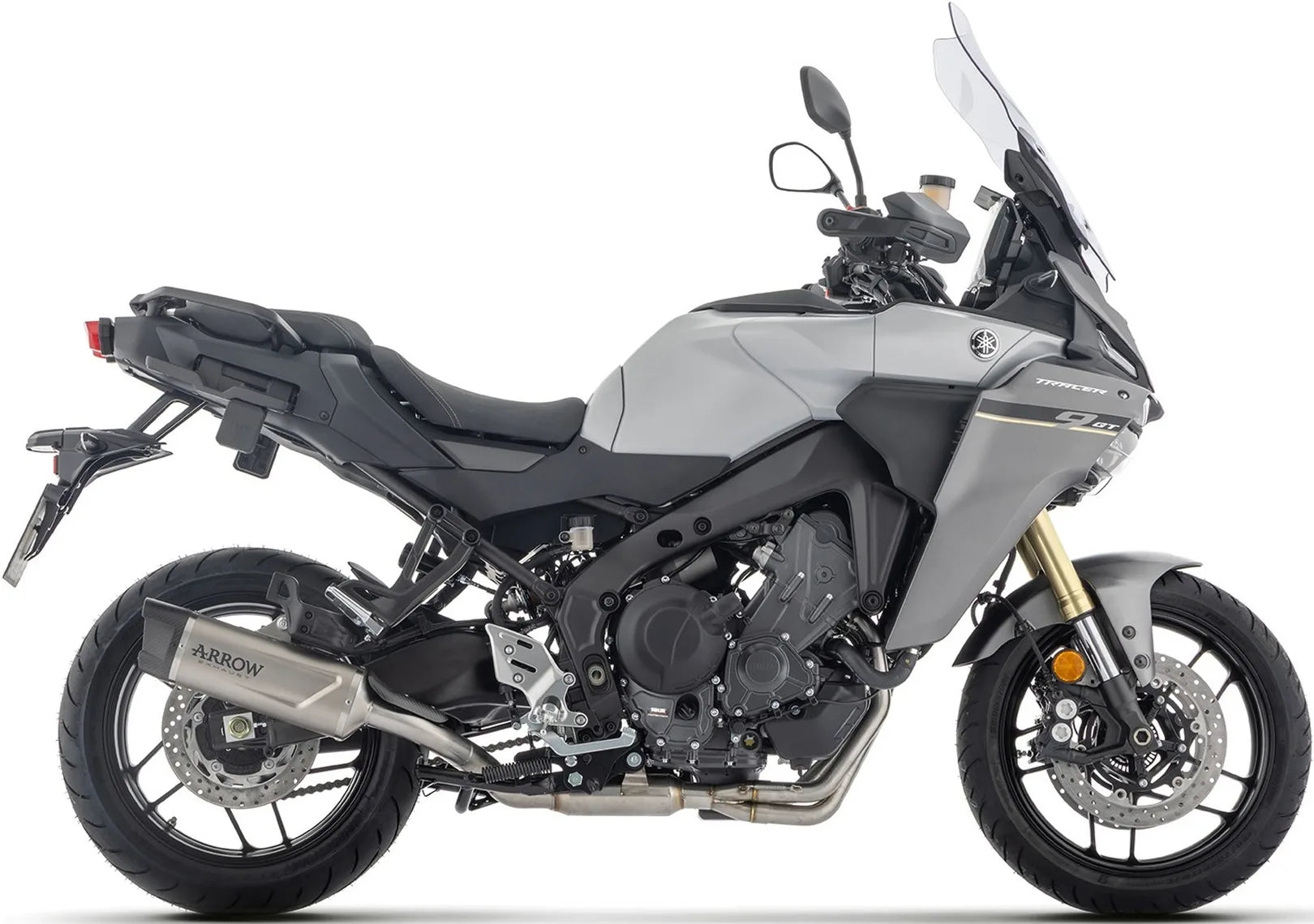 Complete Exhaust System Without Catalytic Converter And Without Sound Certification Indy-Race Evo Titanium Carby End Cap - Arrow Special Parts Compatible With Yamaha Tracer 9 (2025-2026)