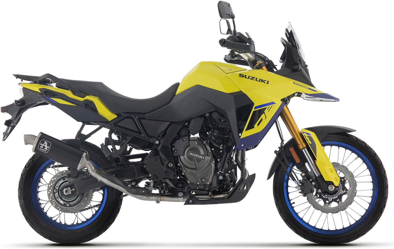 Complete Non-Catalytic Exhaust System With Sound Certification Indy-Race Black Aluminium Steel End Cap - Arrow Special Parts Compatible With Suzuki V-Strom 800 Se (2025-2026)