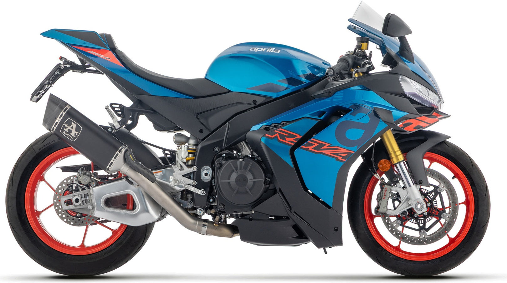 Complete Exhaust System Without Catalytic Converter And Without Sound Certification Pista Black Titanium Carby End Cap - Arrow Special Parts Compatible With Aprilia Rsv4 (2025-2026)
