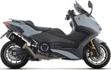 Complete Exhaust System Without Catalytic Converter And Without Sound Certification Pista Black Aluminium Carby End Cap - Arrow Special Parts Compatible With Yamaha T-Max 560 (2025-2026)