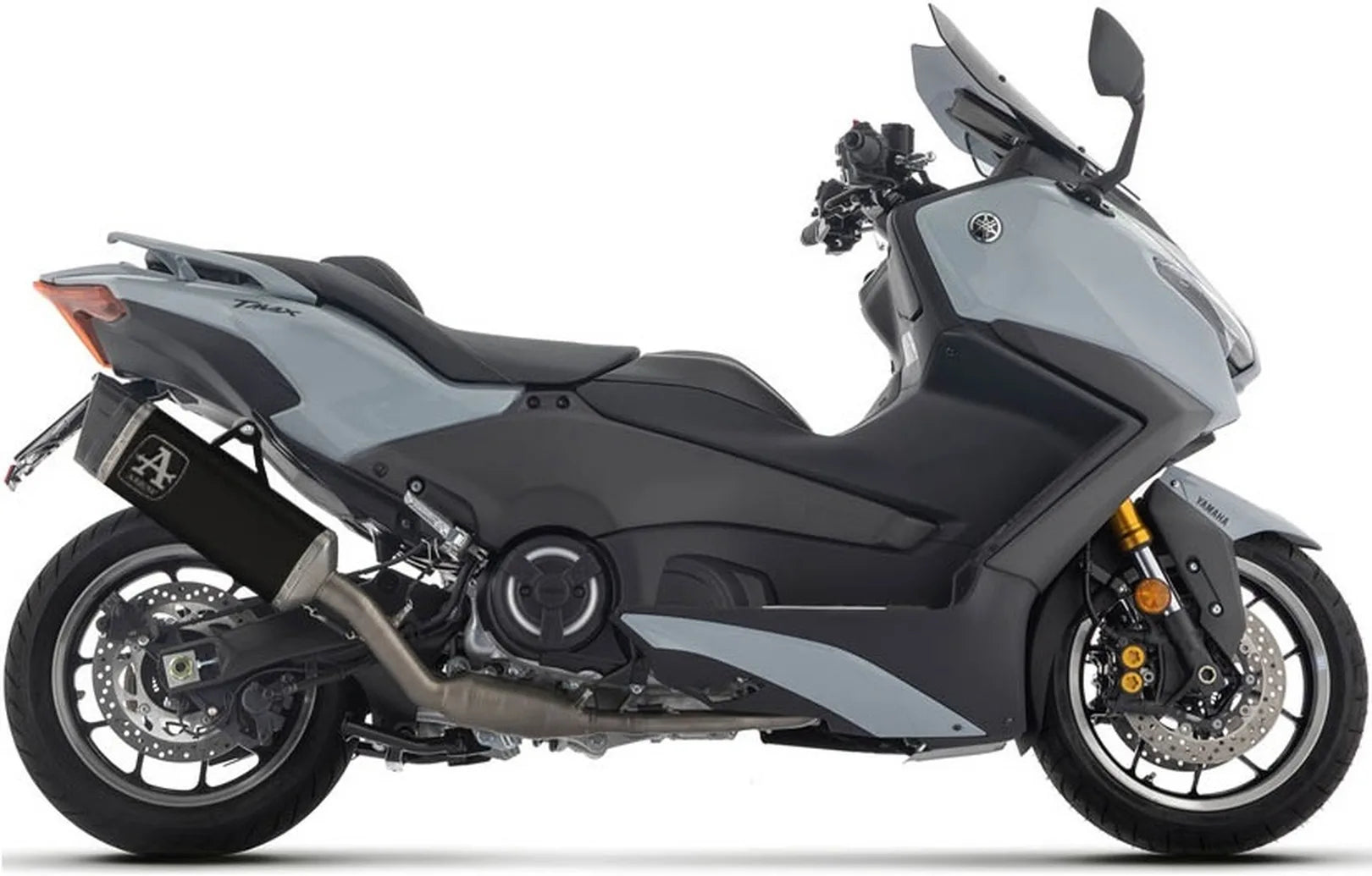 Complete Exhaust System Without Catalytic Converter And Without Sound Certification Pista Black Titanium Carby End Cap - Arrow Special Parts Compatible With Yamaha T-Max 560 (2025-2026)