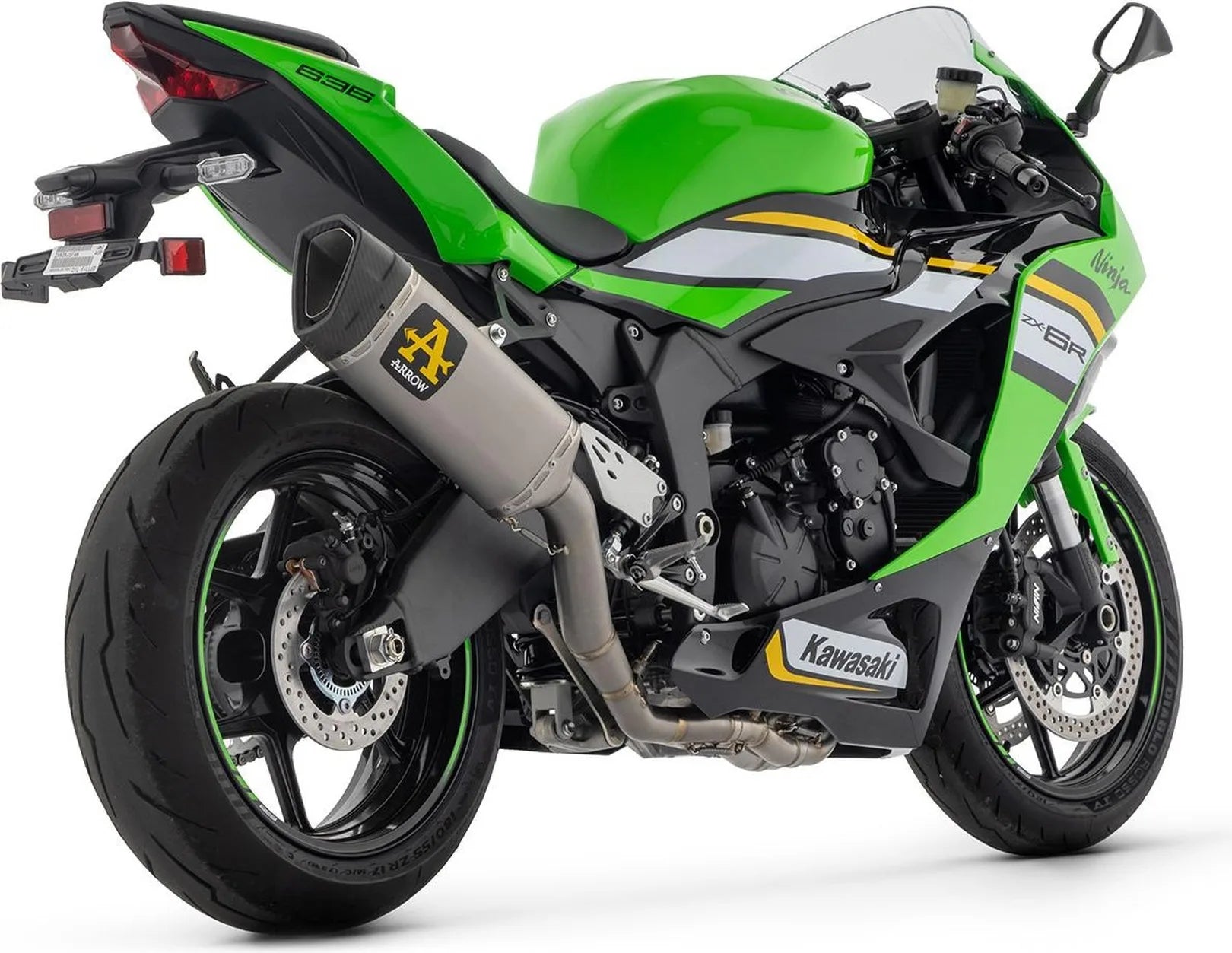 Complete Exhaust System Without Catalytic Converter And Without Sound Certification Pista Competition Evo Full Titanium Carby End Cap - Arrow Special Parts Compatible With Kawasaki Zx 6R 636 (2024-2026)