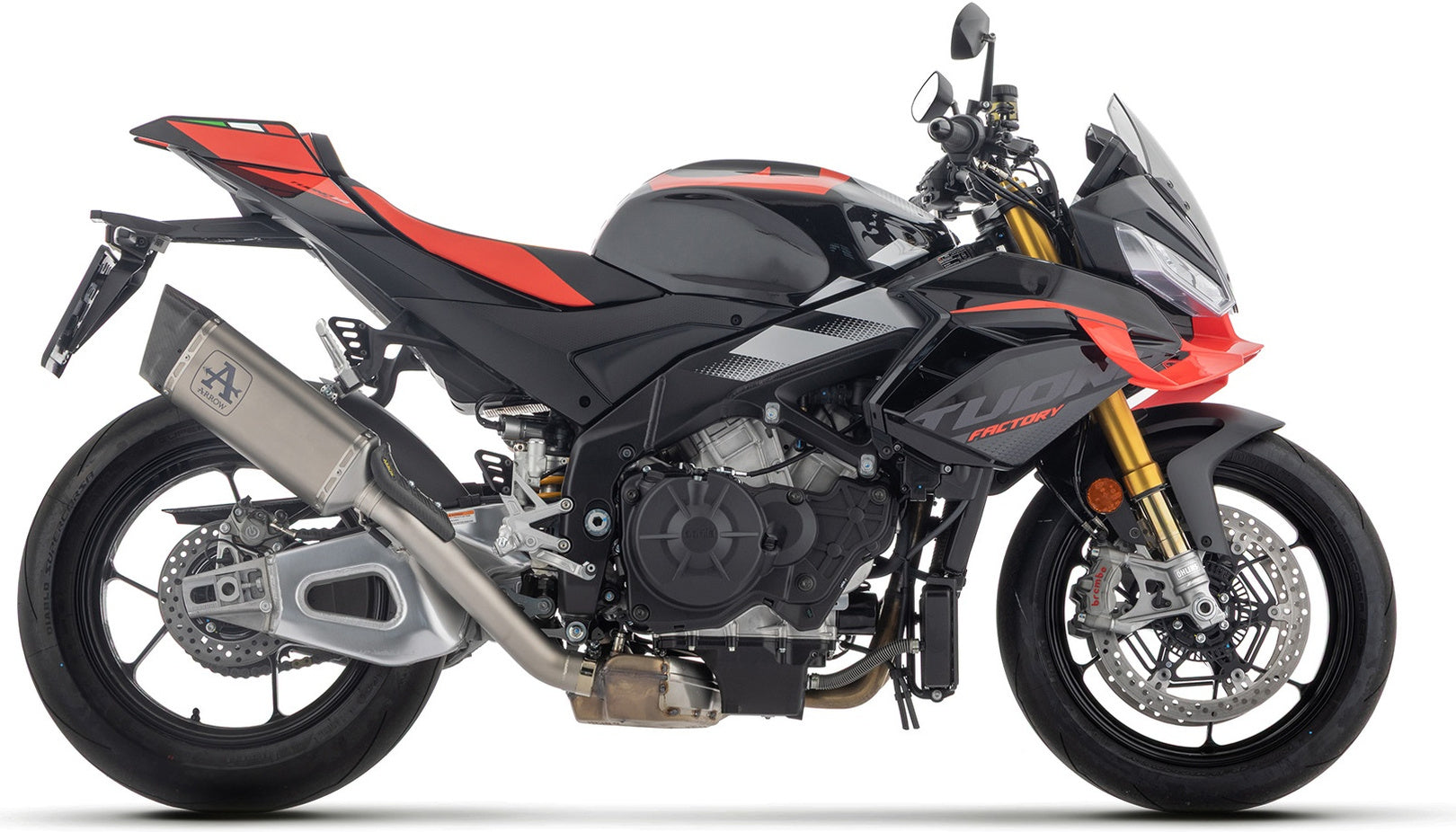 Complete Exhaust System Without Catalytic Converter And Without Sound Certification Pista Titanium Carby End Cap - Arrow Special Parts Compatible With Aprilia Tuono V4 1100 (2025-2026)