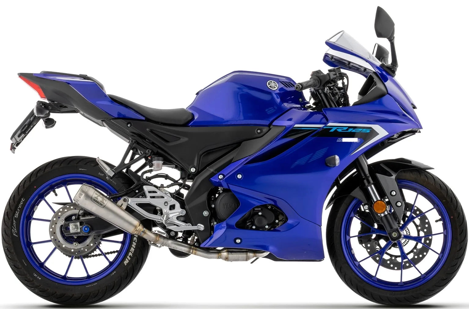 Complete Exhaust System Without Catalytic Converter And Without Sound Certification Pro-Race Nichrom Steel End Cap - Arrow Special Parts Compatible With Yamaha Mt-125 (2025-2026)