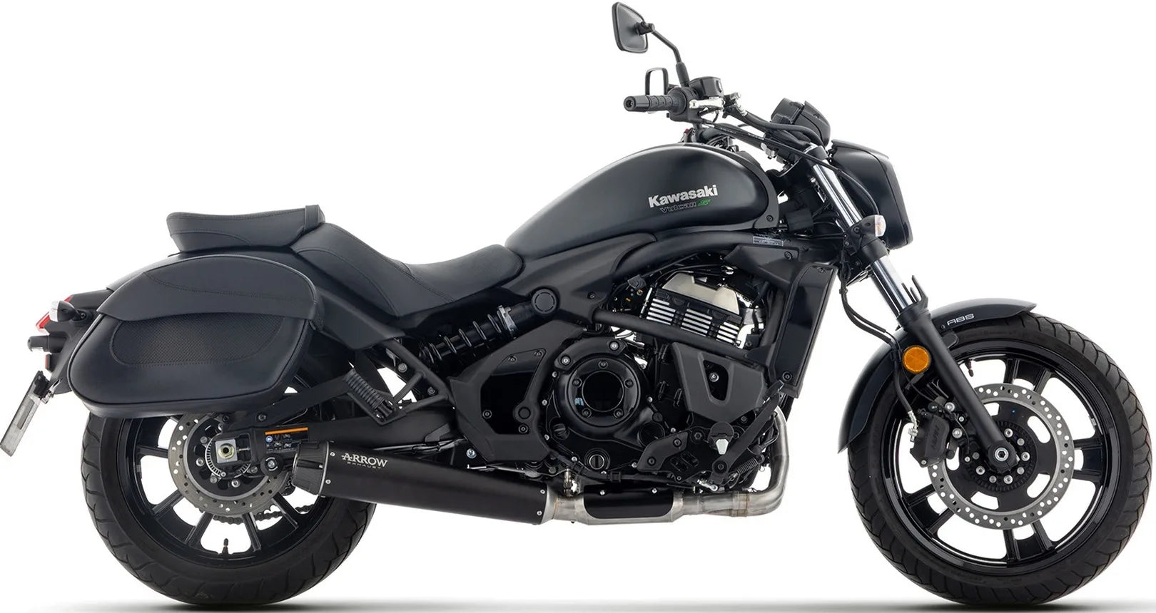 Complete Catalytic Exhaust System With Sound Certification Rebel Black Stainless Steel Steel Black End Cap - Arrow Special Parts Compatible With Kawasaki Vulcan 650 S (2025-2026)