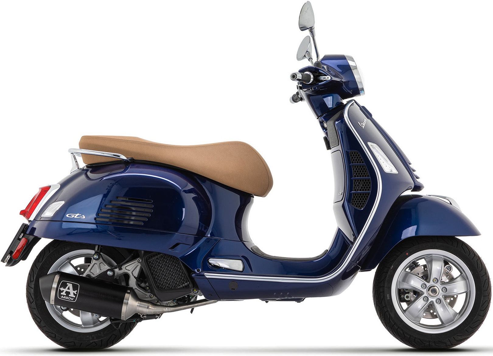 Complete Catalytic Exhaust System With Sound Certification Urban Black Aluminium Stainless Steel Black - Arrow Special Parts Compatible With Piaggio Vespa Gts 125 Ie (2021-2023)