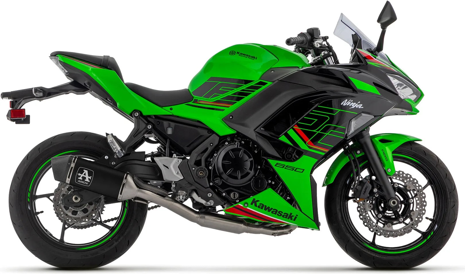 Complete Catalytic Exhaust System With Sound Certification Veloce Black Aluminium Carby End Cap - Arrow Special Parts Compatible With Kawasaki Z 650 35Kw (2024-2026)