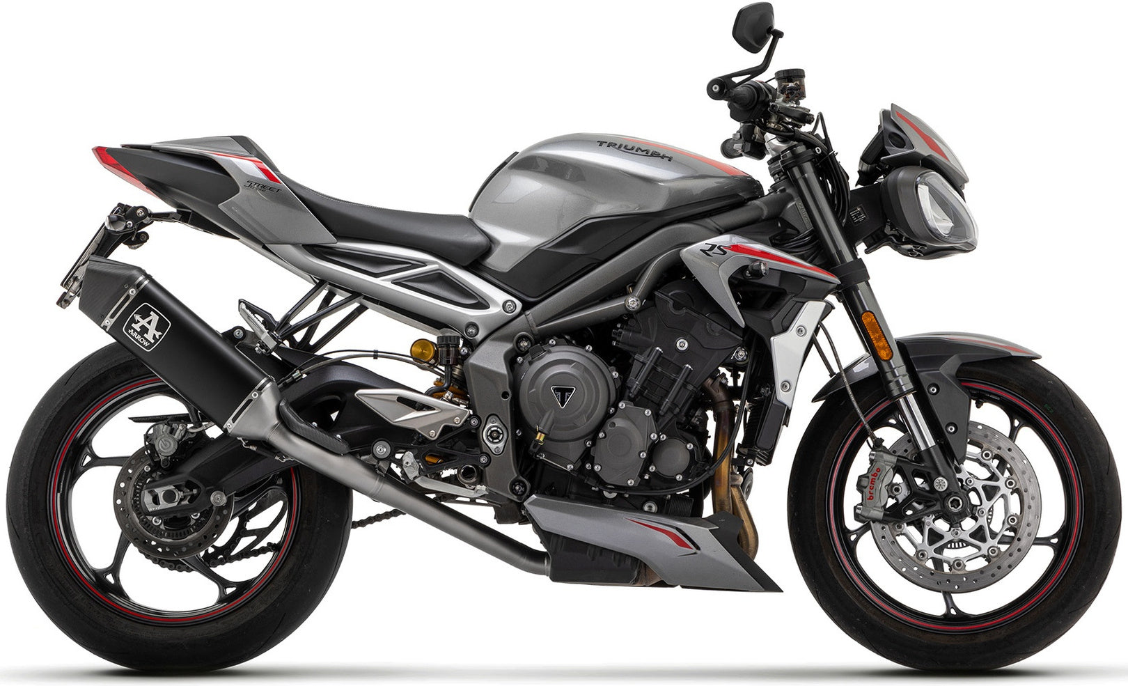 Catalytic Exhaust Tip With Sound Certification Veloce Black Aluminium Carbon - Arrow Special Parts Compatible With Triumph Street Triple 765 (2020-2022)