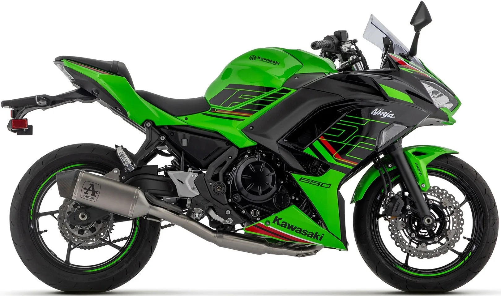 Complete Non-Catalytic Exhaust System With Sound Certification Veloce Titanium Carby End Cap - Arrow Special Parts Compatible With Kawasaki Z 650 (2024-2026)