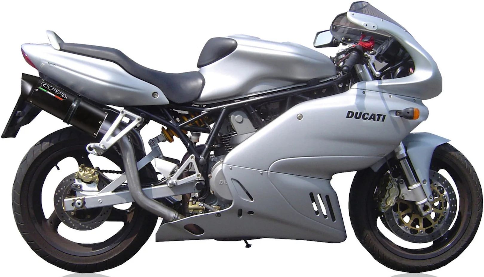 Dual Catalytic Exhaust Tips With Sound Certification Furore Aluminium Black - Gpr Compatible With Ducati Super Sport 1000 Ss (2003-2006)