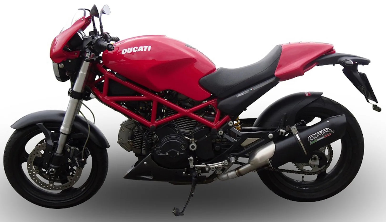 Dual Catalytic Exhaust Tips With Sound Certification Furore Aluminium Black - Gpr Compatible With Ducati Monster 1000 (2003-2005)