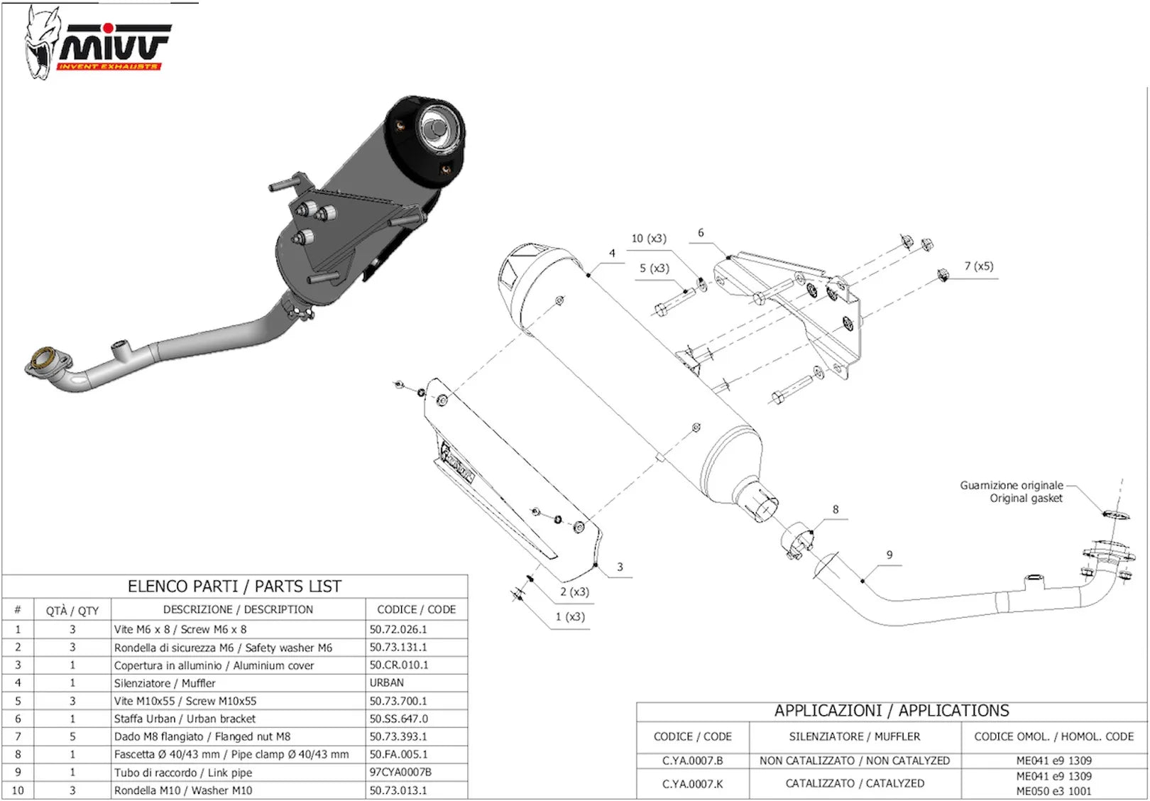 Complete Catalytic Exhaust System With Sound Certification Urban Stainless Steel - Mivv Compatible With Mbk Skycruiser 125 (2006-2016)