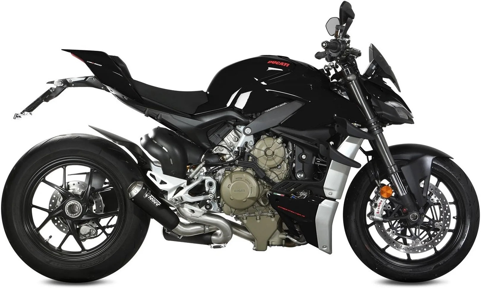 Dual Exhaust System Without Catalytic Converters And Without Sound Certification X-M1 Steel Black - Mivv Compatible With Ducati Streetfighter V4 (2020-2022)