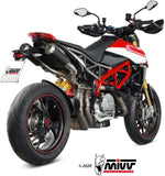 Dual Non-Catalytic Exhaust System With Sound Certification Mk3 Carbon - Mivv Compatible With Ducati Hypermotard 950 - Sp - Rve (2021-2024)